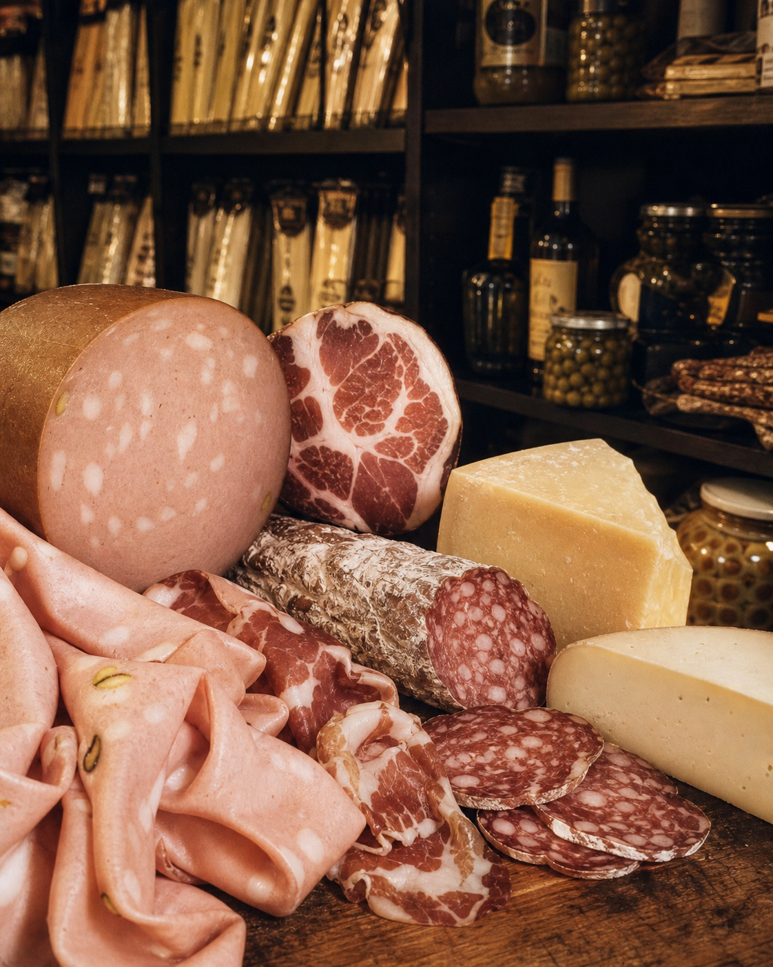 Sélection de charcuteries et fromages italiens