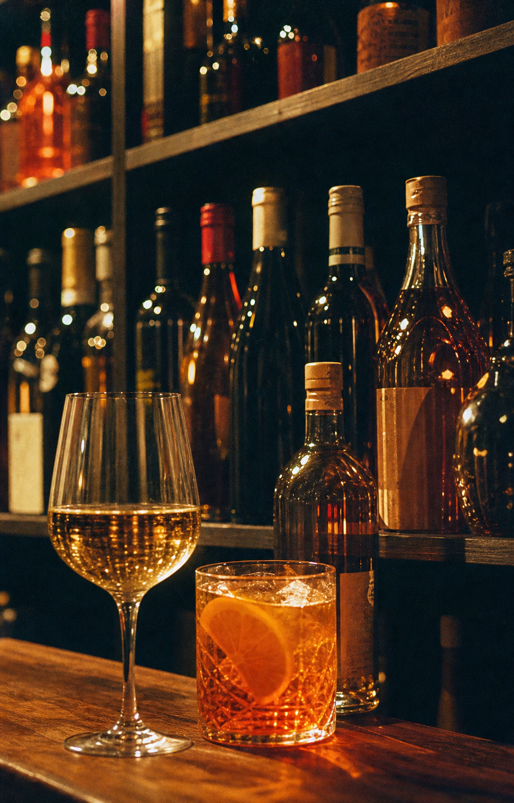 Vins et verres d’aperitivo dans le restaurant