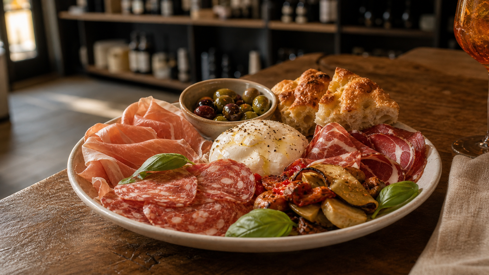 Antipasti servi à table chez VIA NAPOLI 19