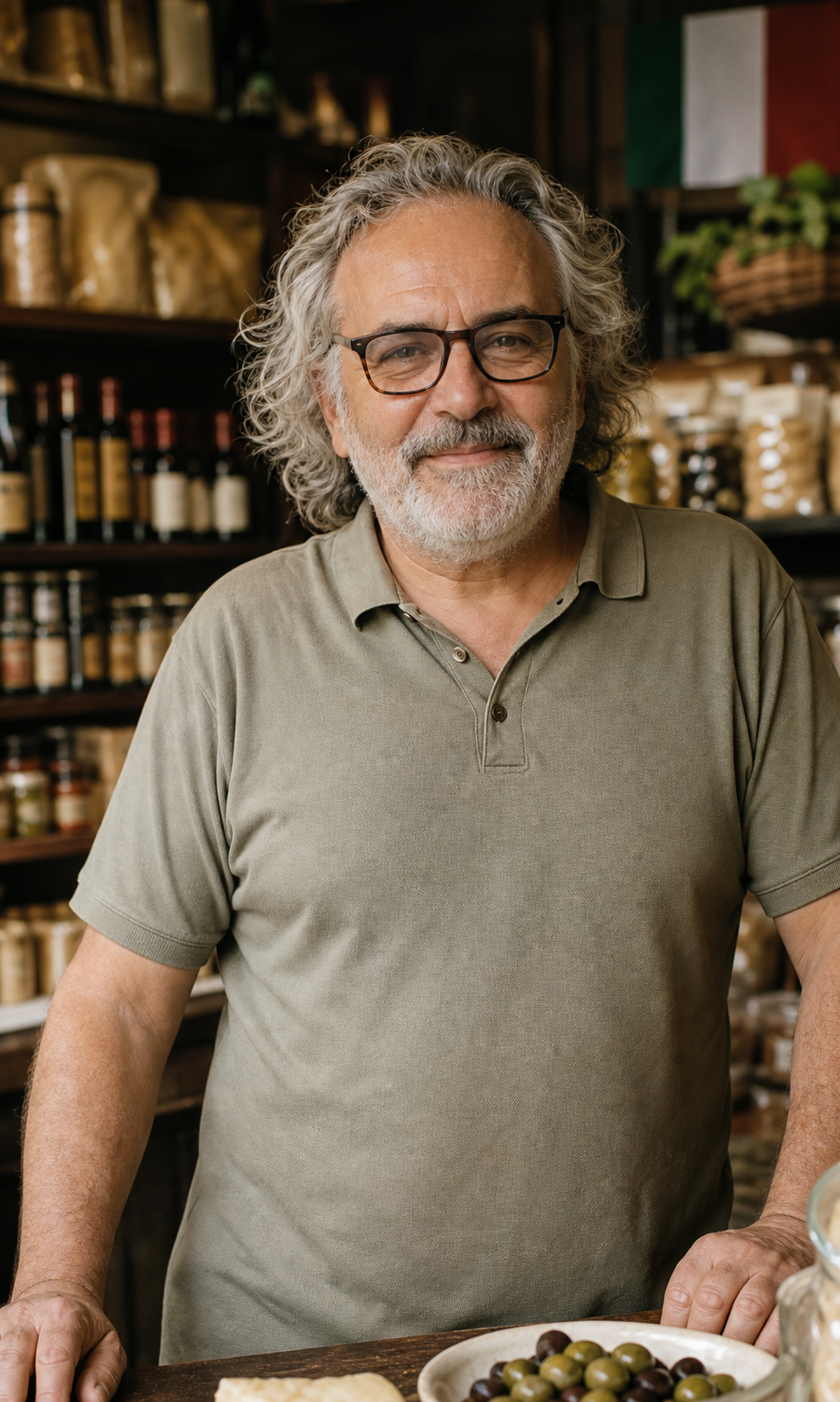 Antonio Esposito, fondateur de VIA NAPOLI 19, dans sa Bottega italienne
