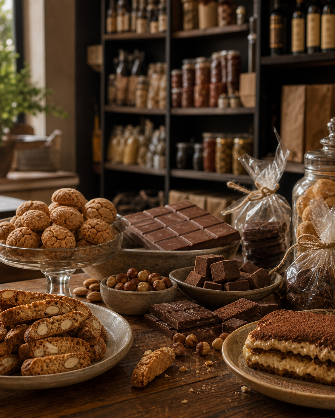 Biscotti, chocolats & douceurs présentés dans l’épicerie VIA NAPOLI 19