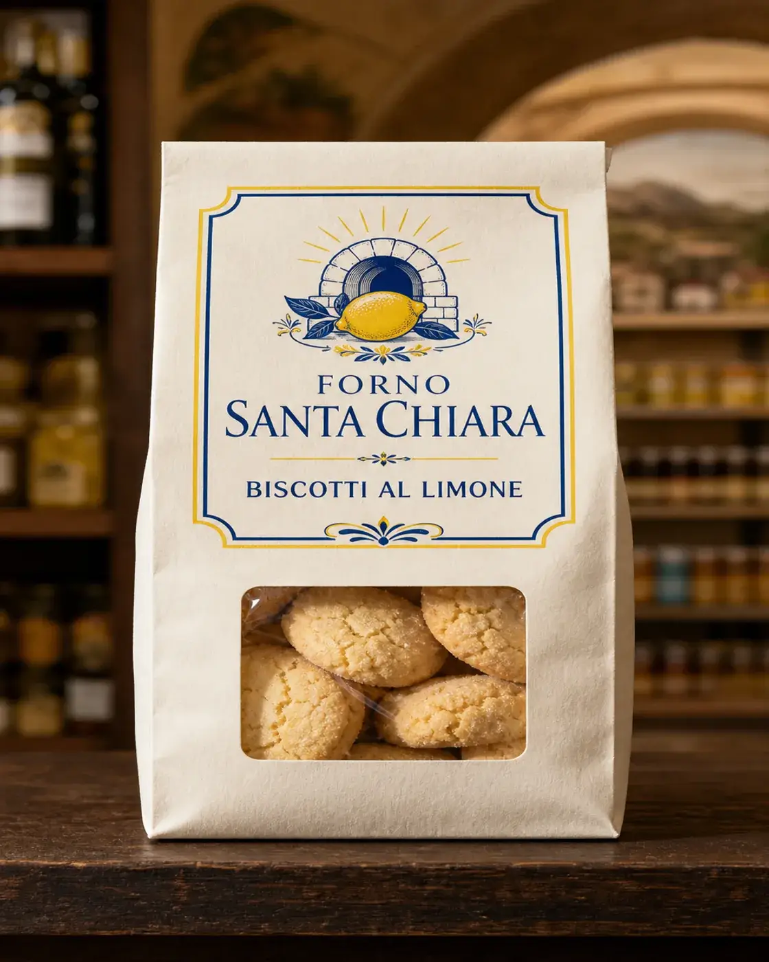 Biscotti al Limone de la marque fictive Forno Santa Chiara, vue principale