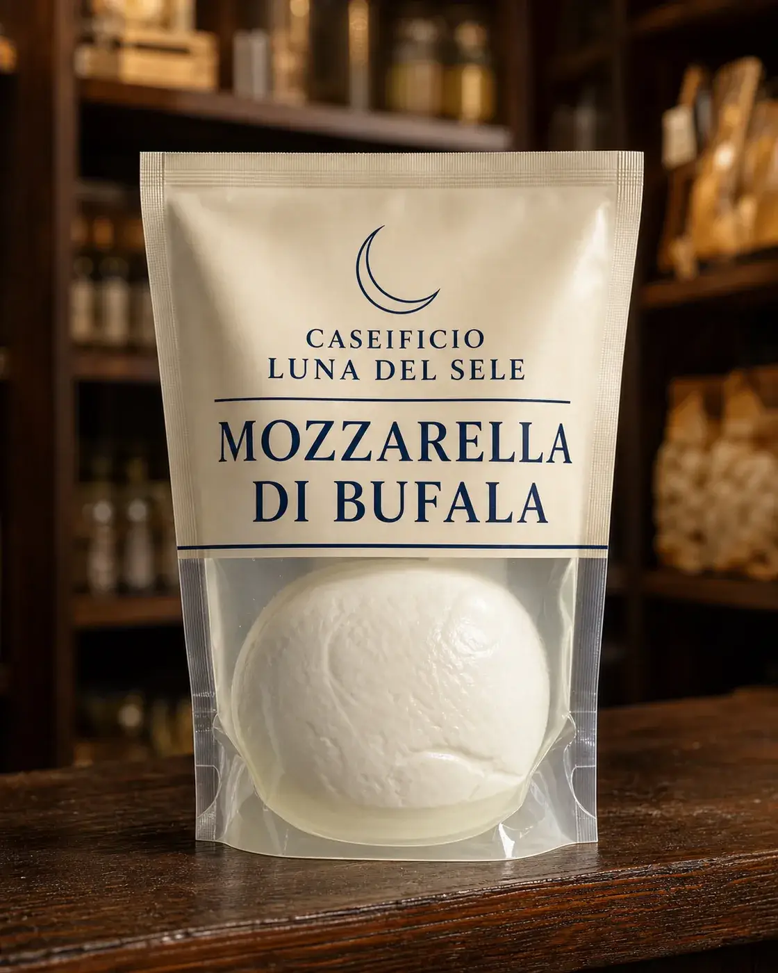 Mozzarella di Bufala de la marque fictive Caseificio Luna del Sele, vue principale