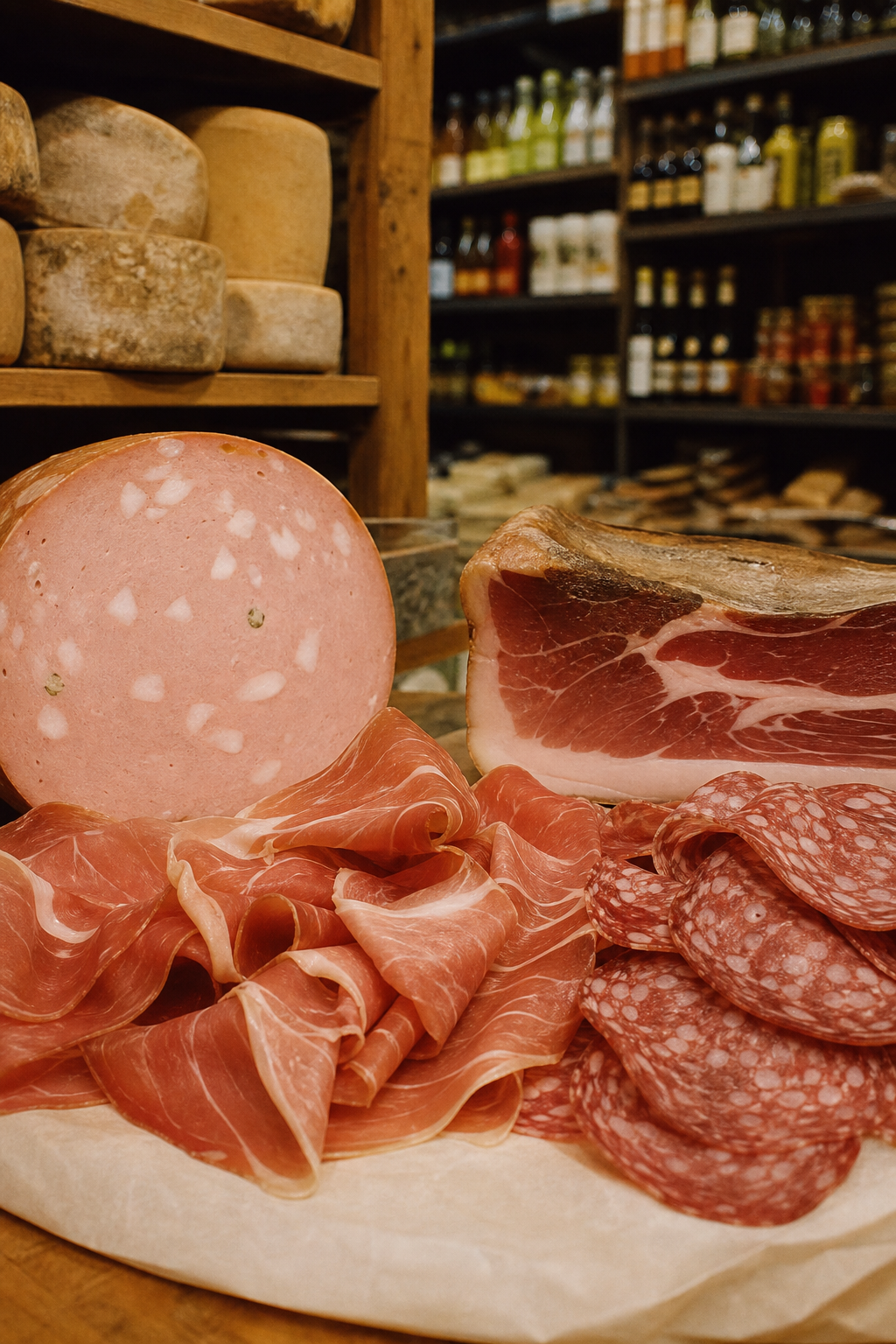 Gros plan sur une sélection de salumi italiens