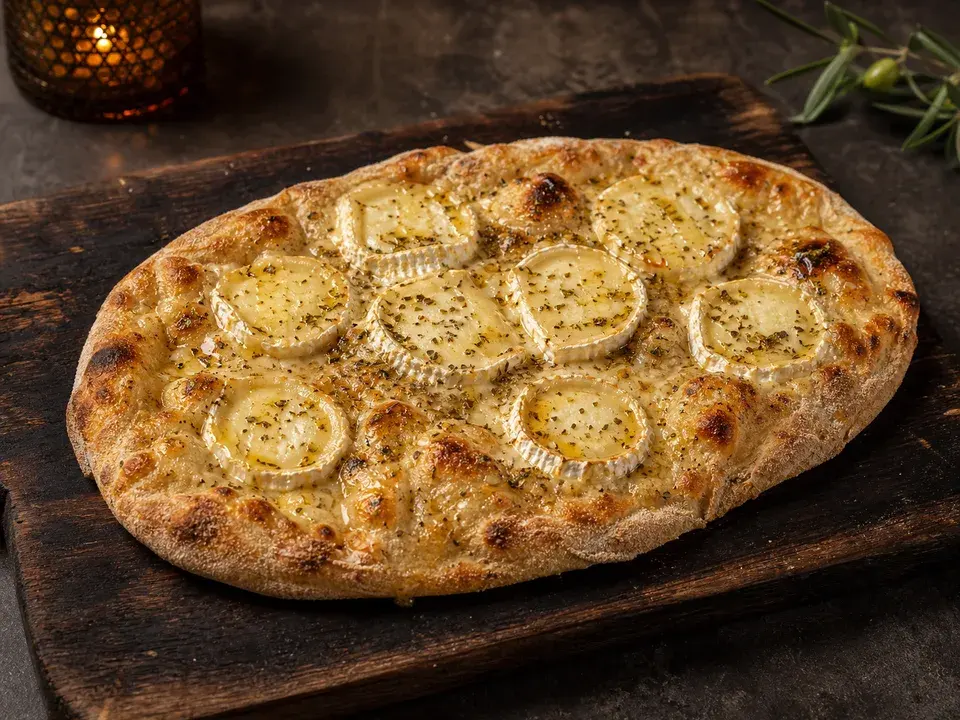 Pinsa chèvre miel servi chez VIA NAPOLI 19