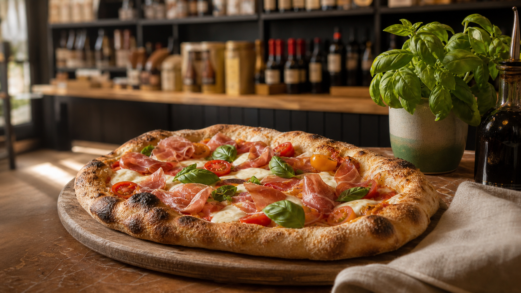 Pinsa servi à table chez VIA NAPOLI 19