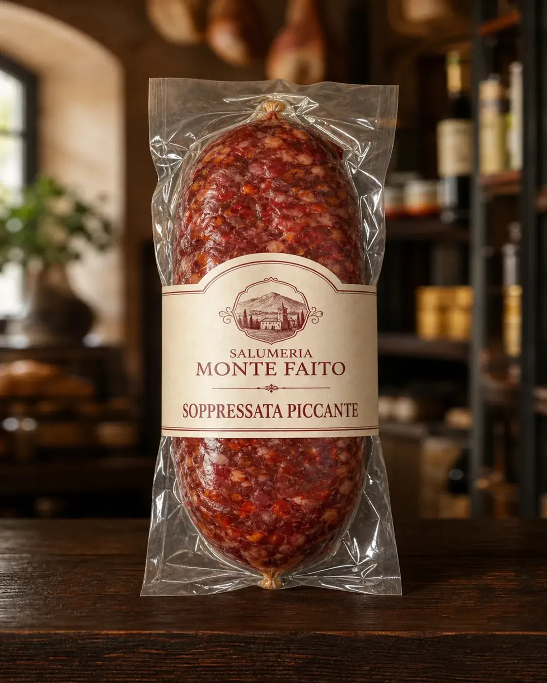 Soppressata Piccante de la marque fictive Salumeria Monte Faito, vue principale
