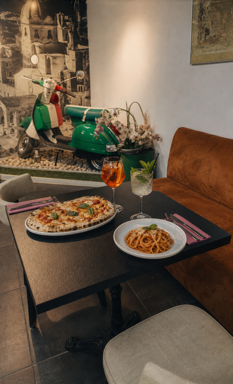 Table dressée dans le restaurant VIA NAPOLI 19