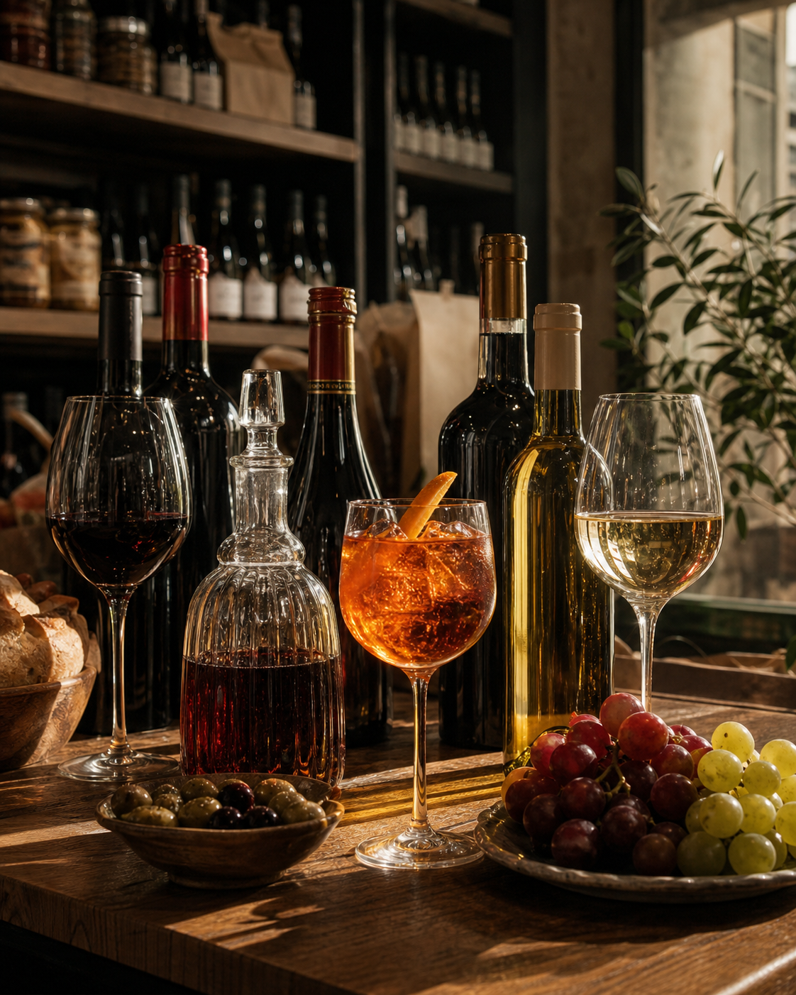 Vins, liqueurs & aperitivo présentés dans l’épicerie VIA NAPOLI 19