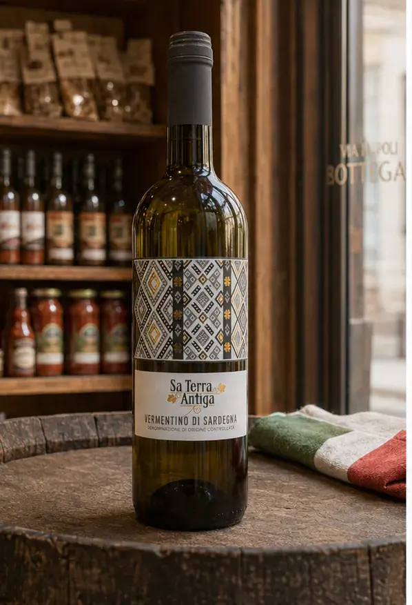 Sa Terra Antiga Vermentino di Sardegna, plan large de face