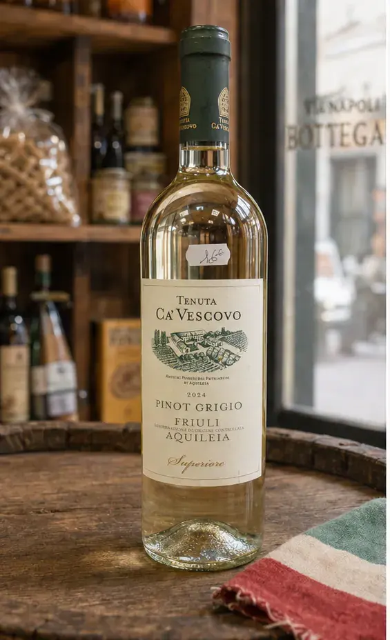 Tenuta Ca’ Vescovo Pinot Grigio Superiore Friuli Aquileia, plan large de face