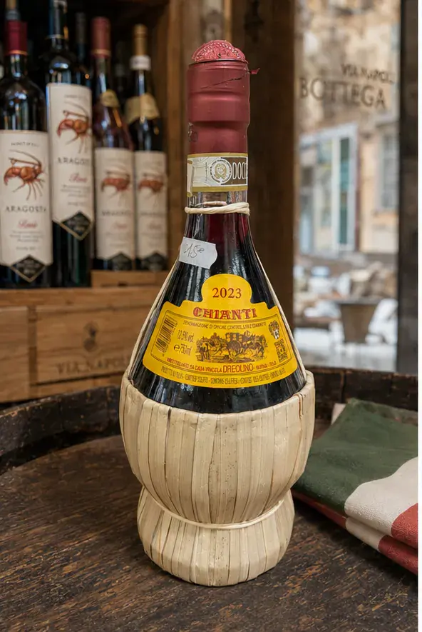 Chianti 2023 Fiasco, plan large de face