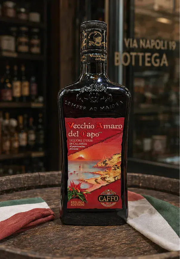 Vecchio Amaro del Capo Red Hot, plan large de face
