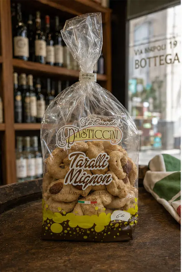 Taralli Mignon Pistacchi, plan large de face