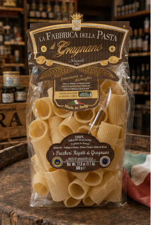 La Fabbrica e Paccheri Rigati di Gragnano, plan large de face