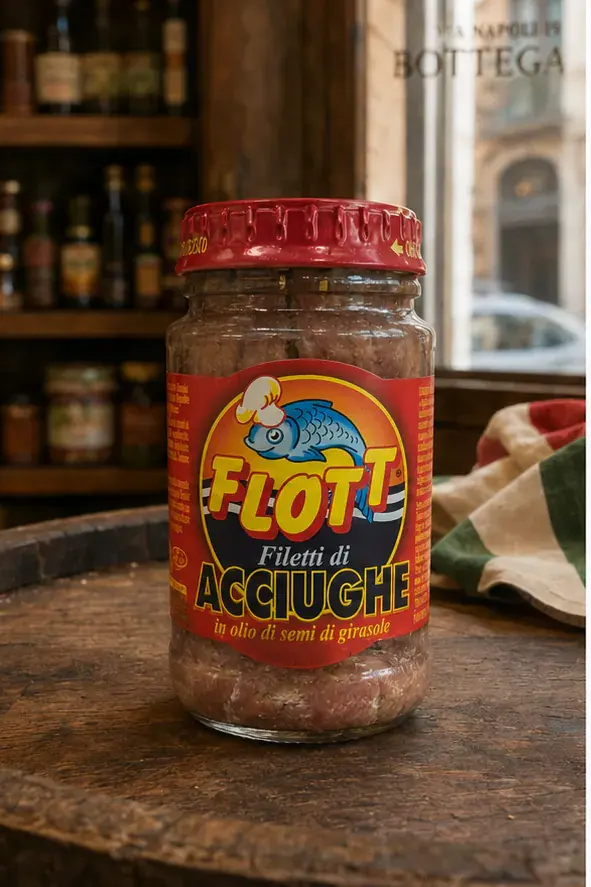 Flott Filetti di Acciughe in olio di semi di girasole, plan large de face