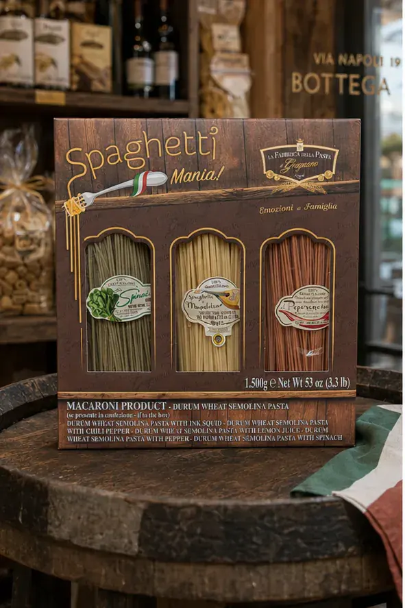 La Fabbrica Spaghetti Mania coffret, plan large de face